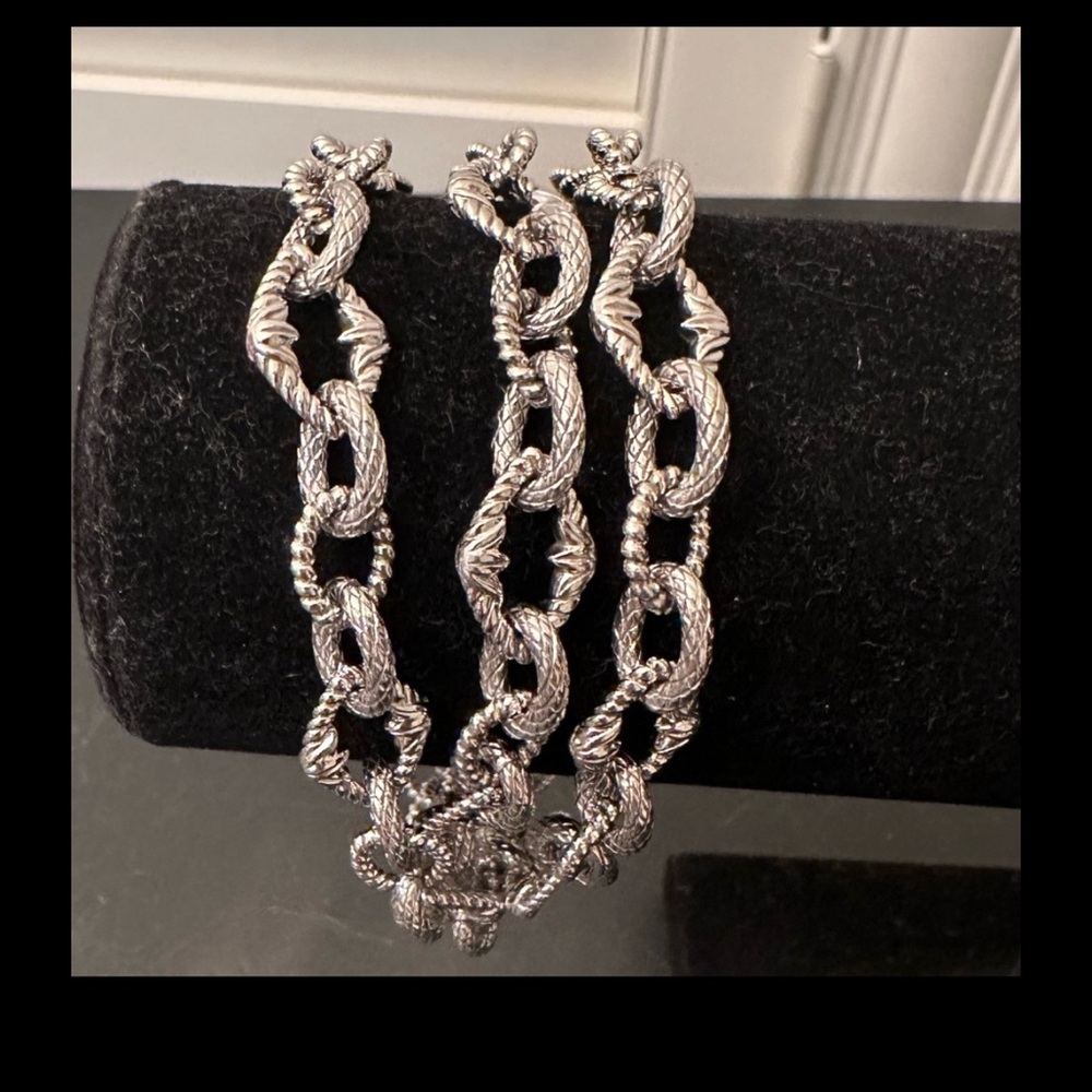 Judith Ripka Silver Twisted Rope Link Bracelet Trio